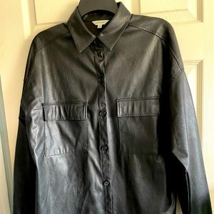 Vegan black leather oversized shirt